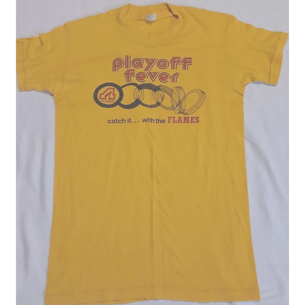 Vintage Atlanta Flames Playoff Fever T Shirt 70s NHL Hockey Single Stitch Medium